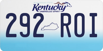 KY license plate 292ROI