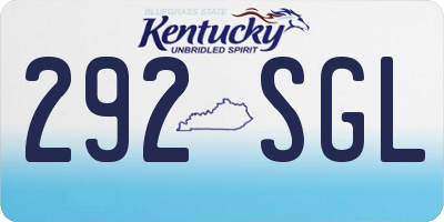 KY license plate 292SGL