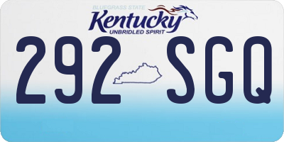 KY license plate 292SGQ