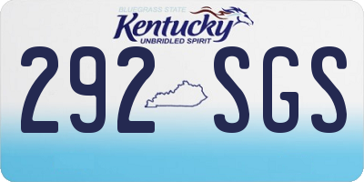 KY license plate 292SGS