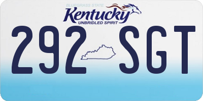 KY license plate 292SGT