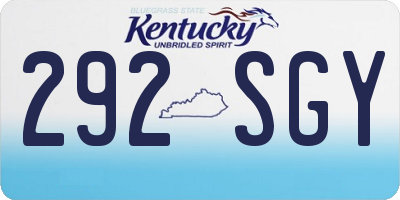 KY license plate 292SGY