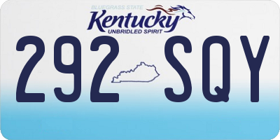 KY license plate 292SQY