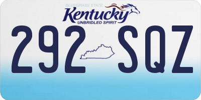 KY license plate 292SQZ