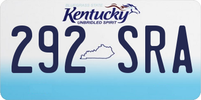 KY license plate 292SRA