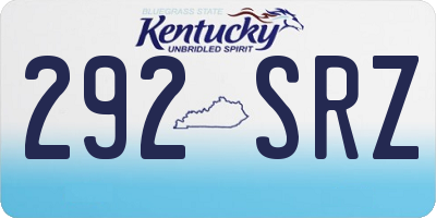 KY license plate 292SRZ