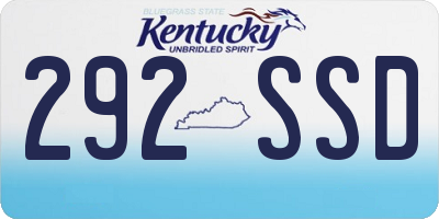 KY license plate 292SSD