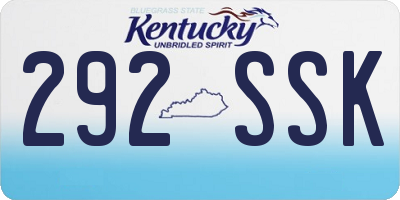 KY license plate 292SSK