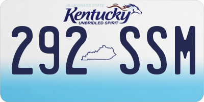 KY license plate 292SSM