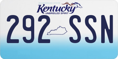 KY license plate 292SSN