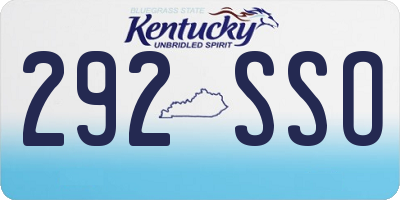 KY license plate 292SSO