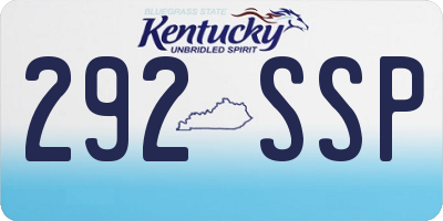 KY license plate 292SSP