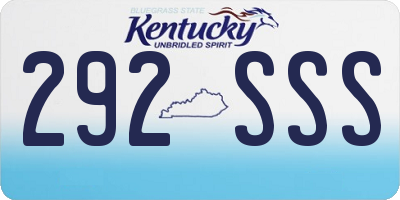 KY license plate 292SSS