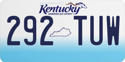KY license plate 292TUW