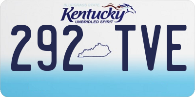 KY license plate 292TVE