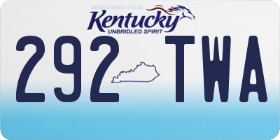 KY license plate 292TWA