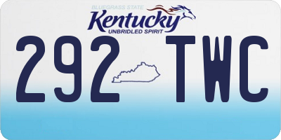 KY license plate 292TWC