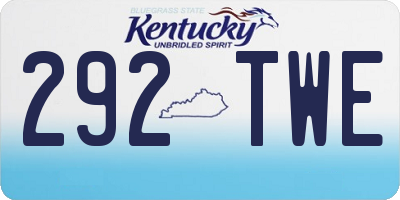 KY license plate 292TWE