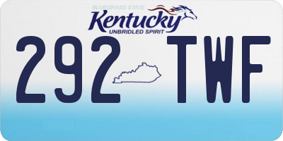KY license plate 292TWF