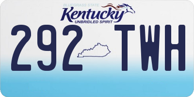 KY license plate 292TWH