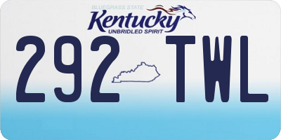 KY license plate 292TWL