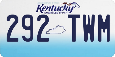 KY license plate 292TWM