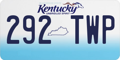 KY license plate 292TWP