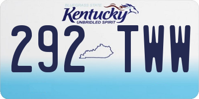 KY license plate 292TWW
