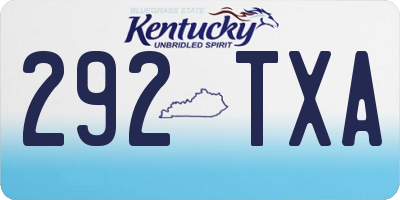 KY license plate 292TXA