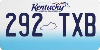 KY license plate 292TXB