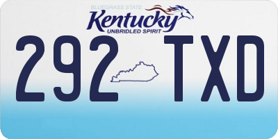 KY license plate 292TXD