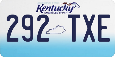 KY license plate 292TXE