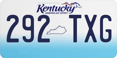 KY license plate 292TXG