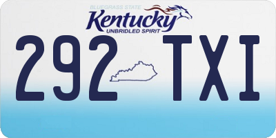 KY license plate 292TXI