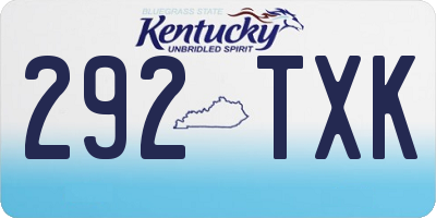 KY license plate 292TXK