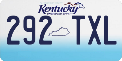 KY license plate 292TXL