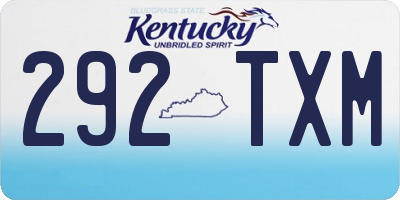 KY license plate 292TXM