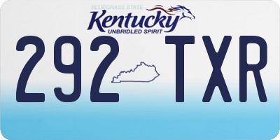 KY license plate 292TXR