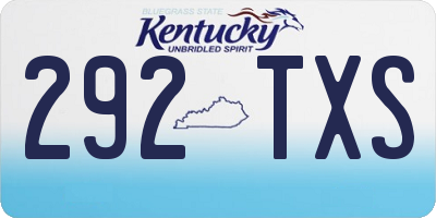 KY license plate 292TXS