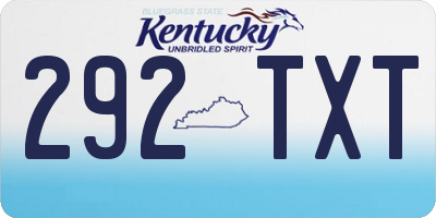 KY license plate 292TXT