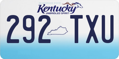 KY license plate 292TXU