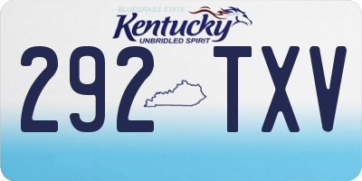 KY license plate 292TXV