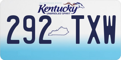 KY license plate 292TXW