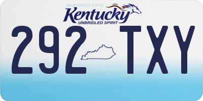 KY license plate 292TXY