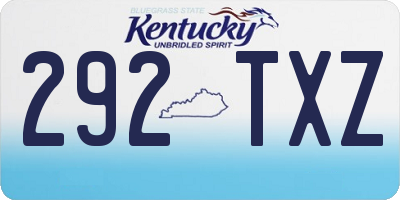 KY license plate 292TXZ