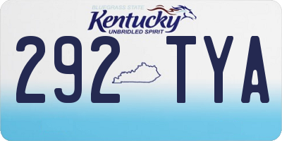 KY license plate 292TYA