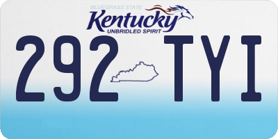 KY license plate 292TYI