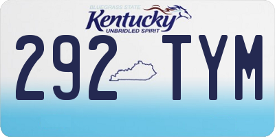 KY license plate 292TYM