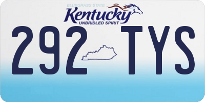 KY license plate 292TYS