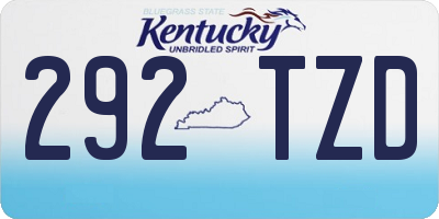 KY license plate 292TZD